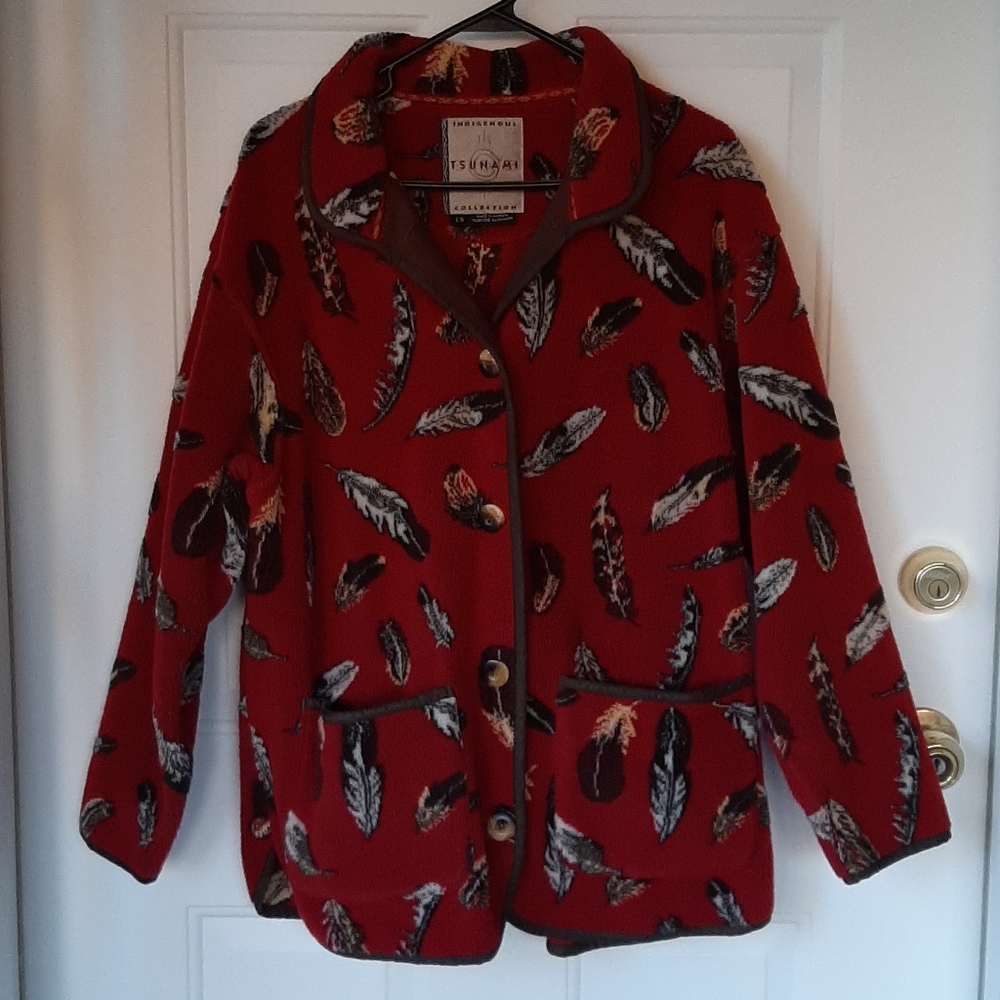 Vintage fleece southwestern feather coat